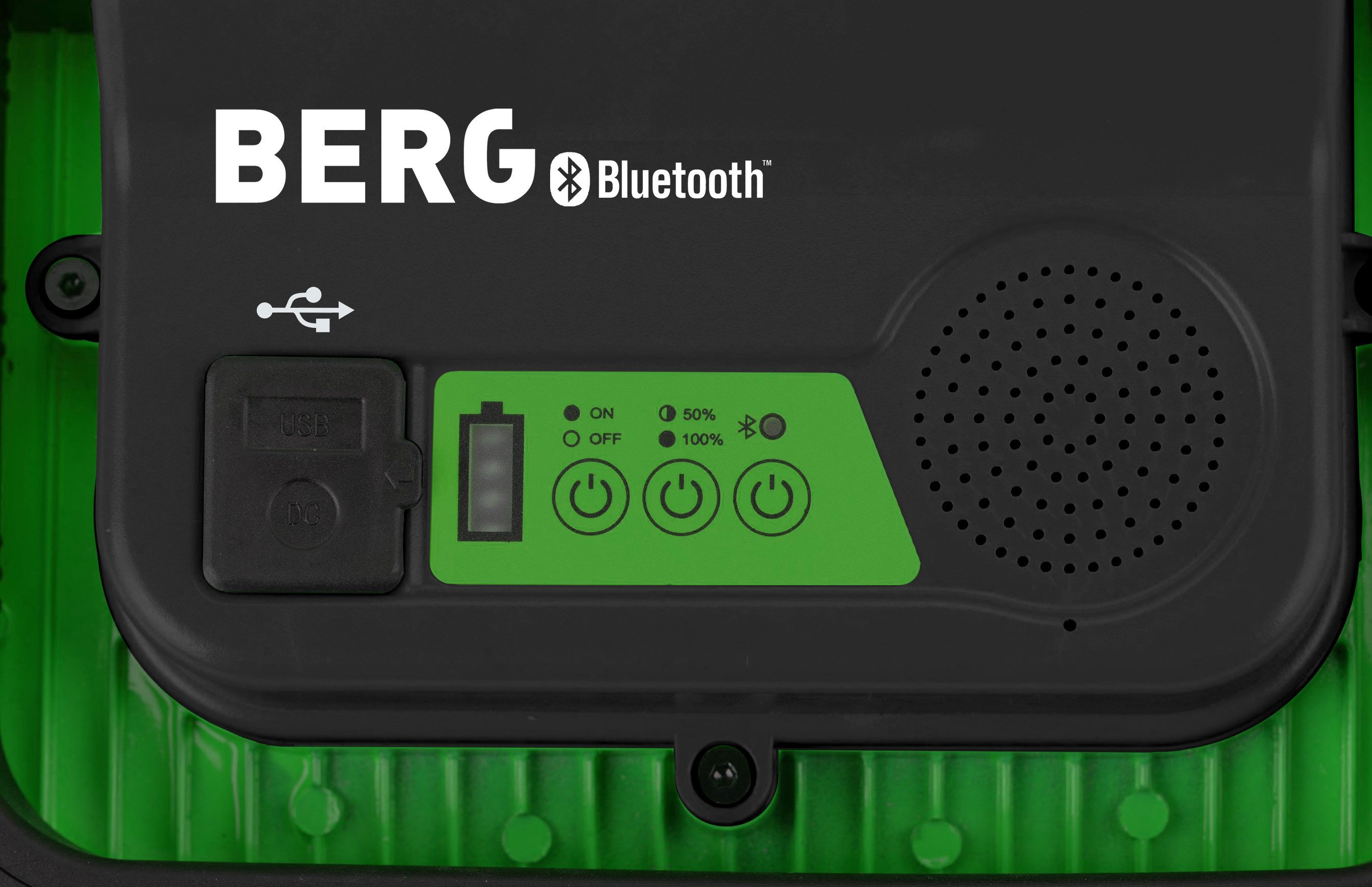 BERG TECTOOL Construction Spotlight LED SPOTLIGHT BCL SOUND LED 30 BATTERY-W - IP54 - BLUETOOTH SPEAKER, Integrated LED, 6500K, Dimmable, with Speaker, with USB Charging Port