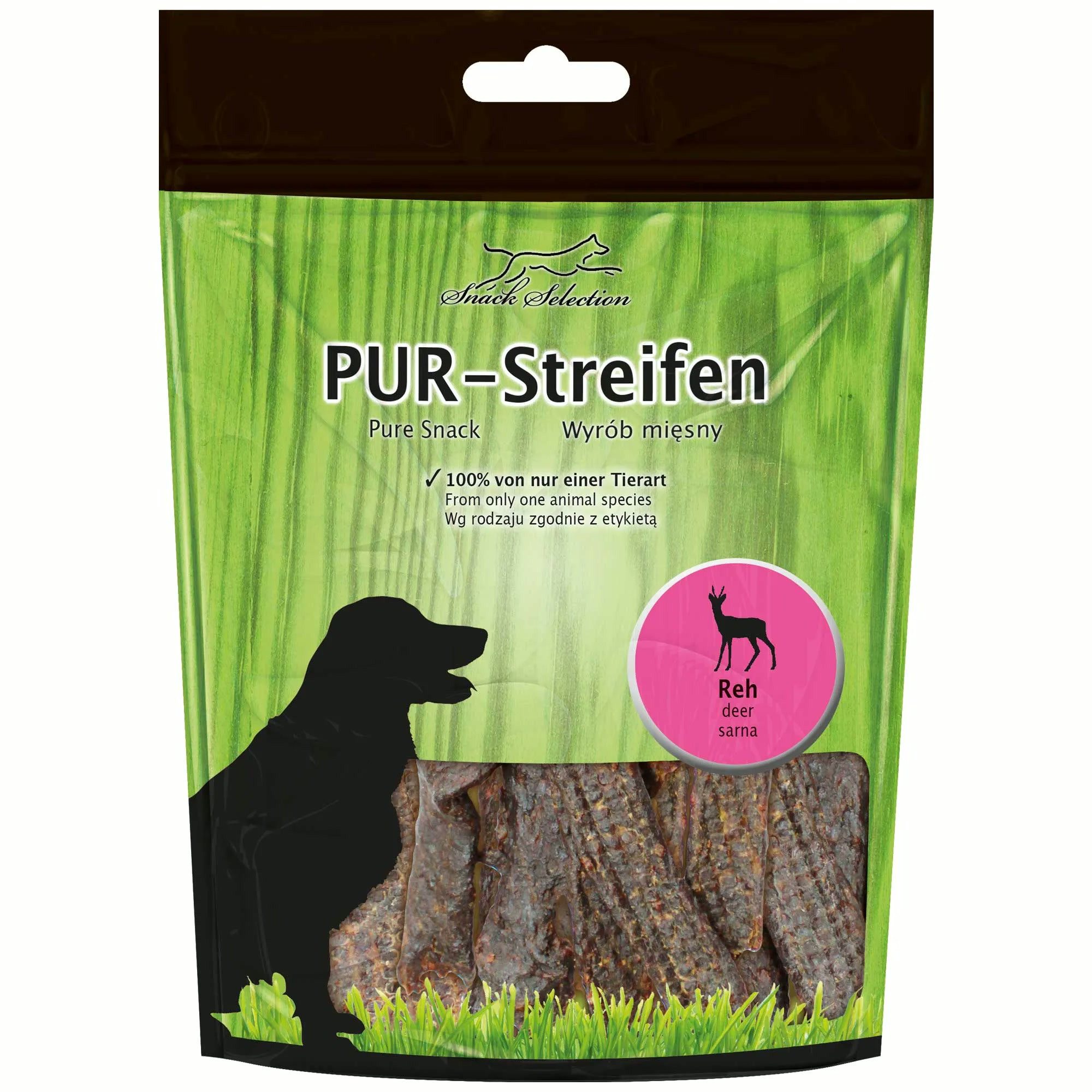Greenhound PUR Streifen Reh - Zäh, aber weich – leicht teilbar & gut kaubar Reh, Snack für: Hunde, Monoprotein: 100 % Fleisch einer Tierart