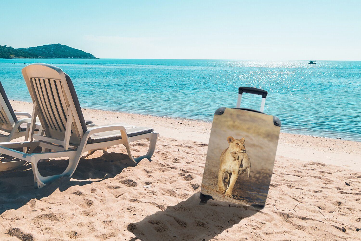 Rollen, rollen, für Profil Jungtier, Reisetasche Handgepäck Handgepäckkoffer - mit Löwe Ferien, Trolley, - Reisekoffer MuchoWow 4