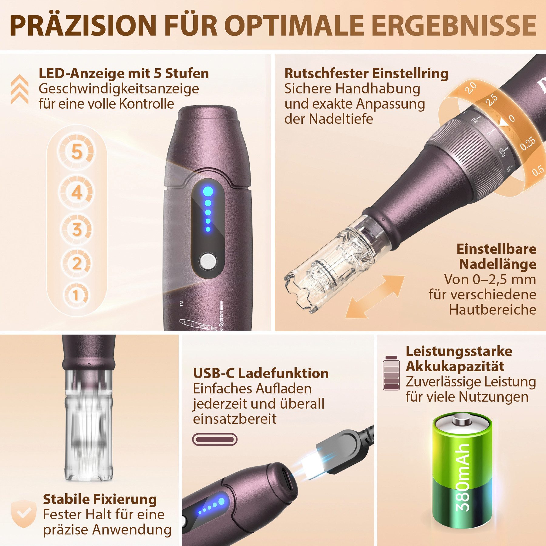 P-Beauty Cosmetic Accessories Dermaroller Dr. Pen Ultima A10 Derma Pen Microneedling Dermapen Anti-Aging Gerät, Dermapen, Anti-falten, Microneedling, Meso