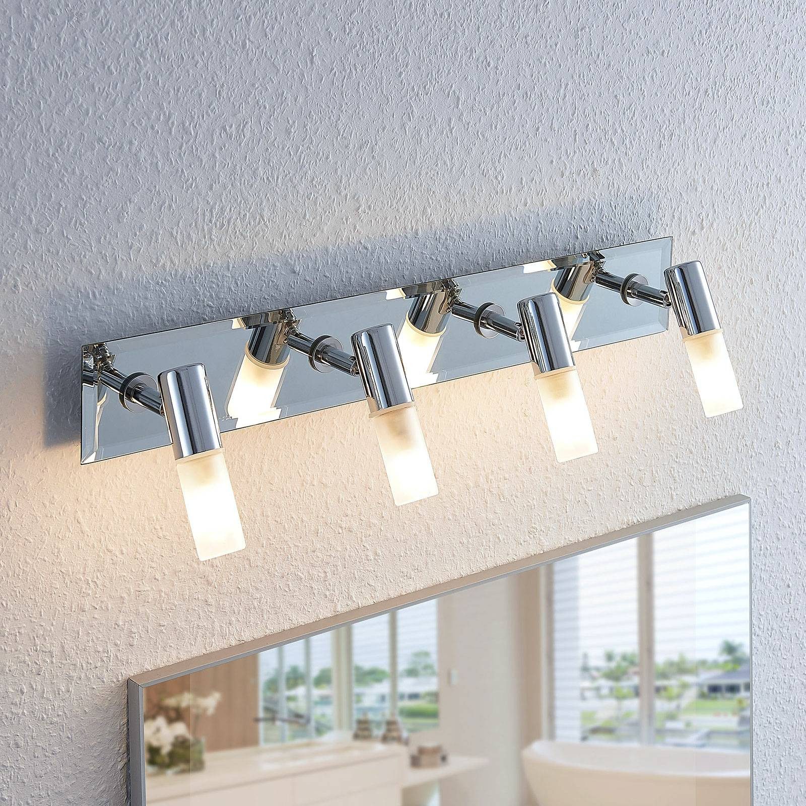 Lindby Deckenstrahler Zela, Metall, Chrom IP44, 4 x 8 W LED günstig online kaufen
