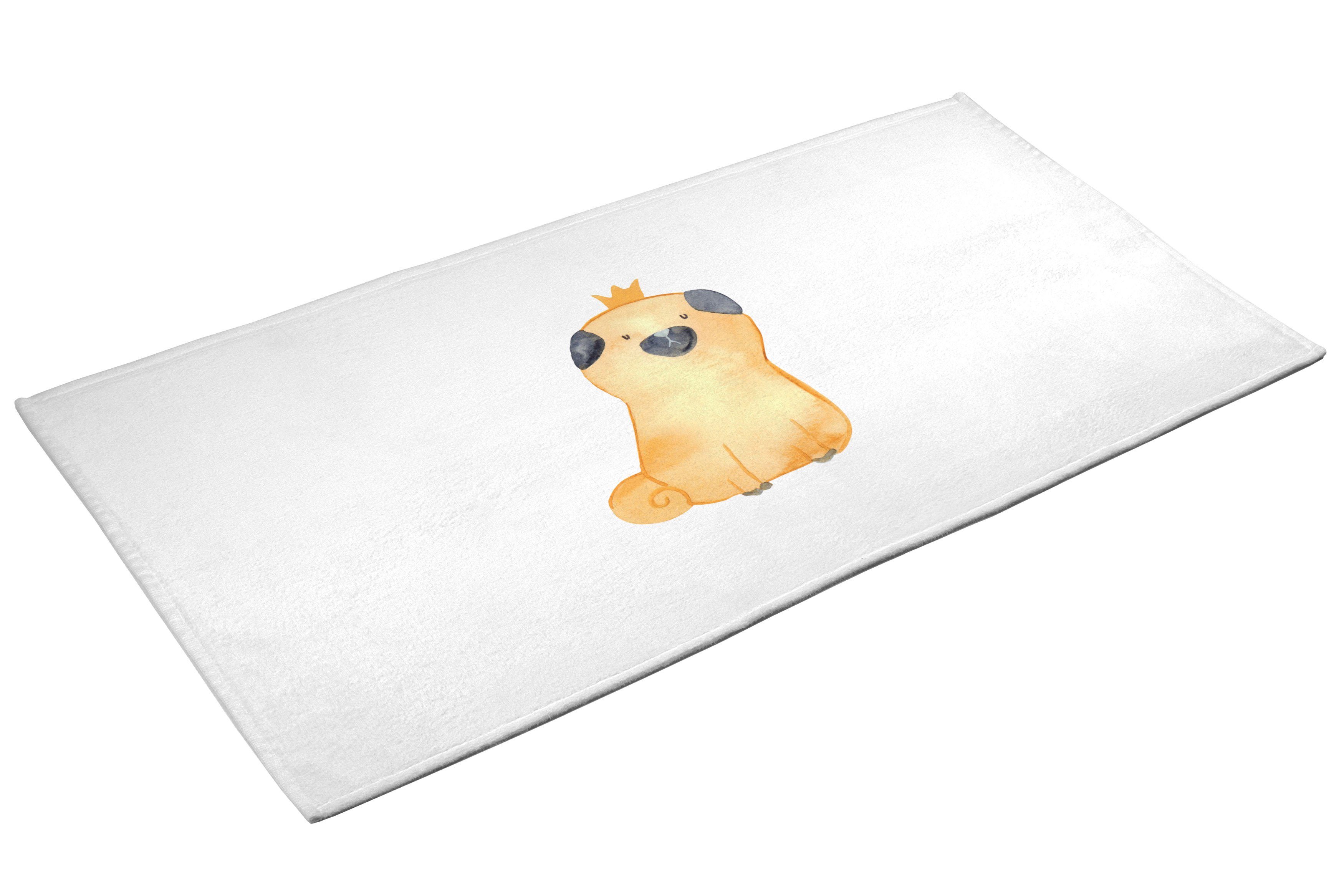 Mr. & - Geschenk, Mops - Hausregel, (1-St) Weiß Handtuch Mrs. Krone Panda groß, Sprüche, Hunderasse, l
