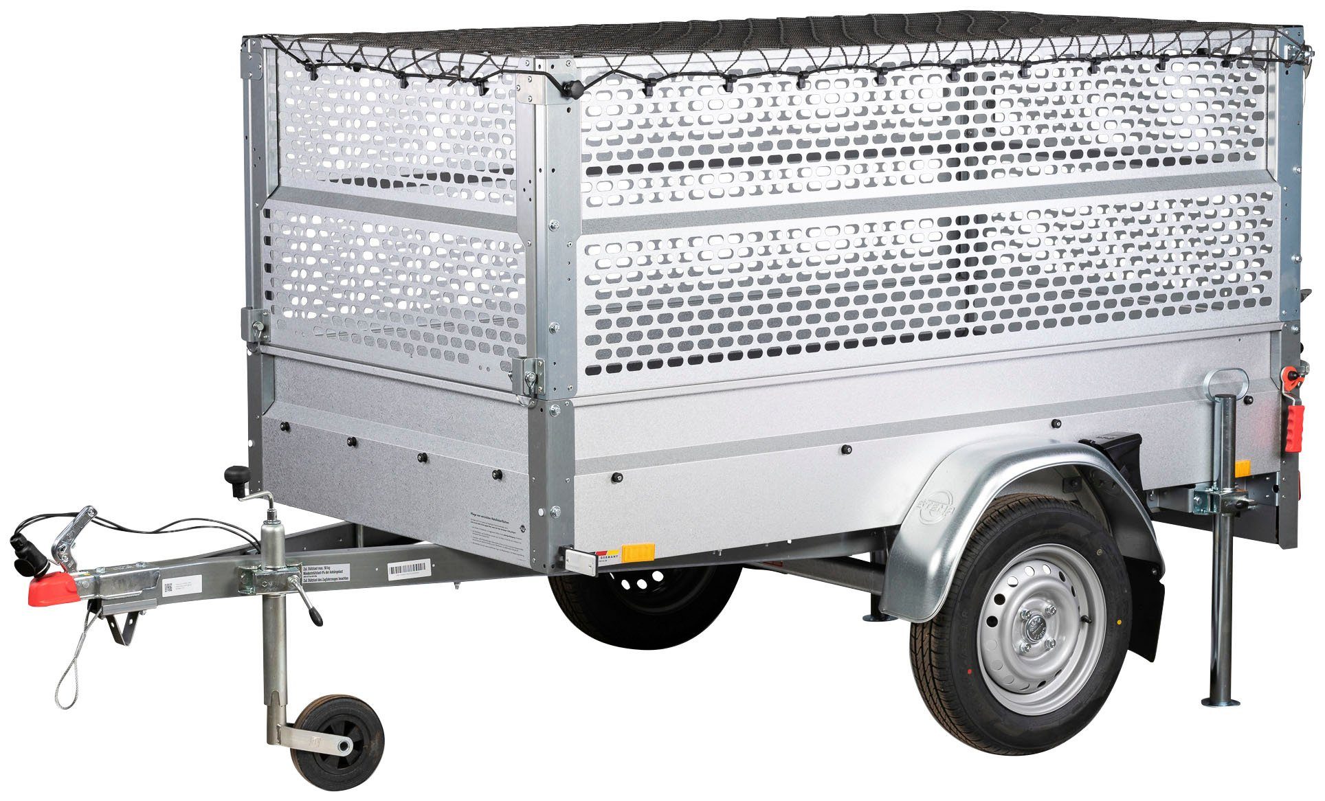 STEMA PKW-Anhänger BASIC Plus 750, max. 558 kg, Set, Tieflader, ungebremst mit Gitteraufsatz