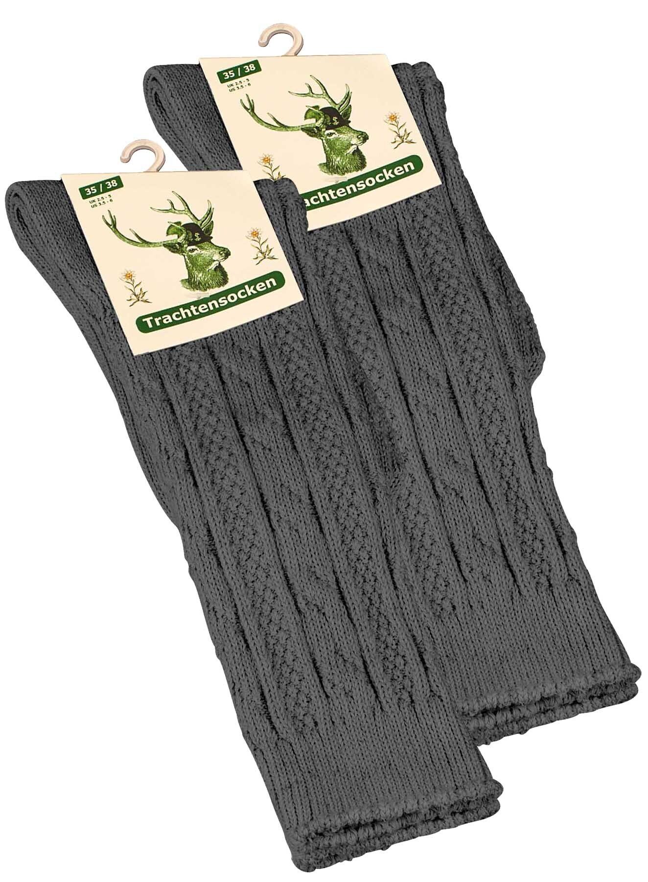 Cotton Prime® Trachtensocken (2-Paar) mit Zopfmuster