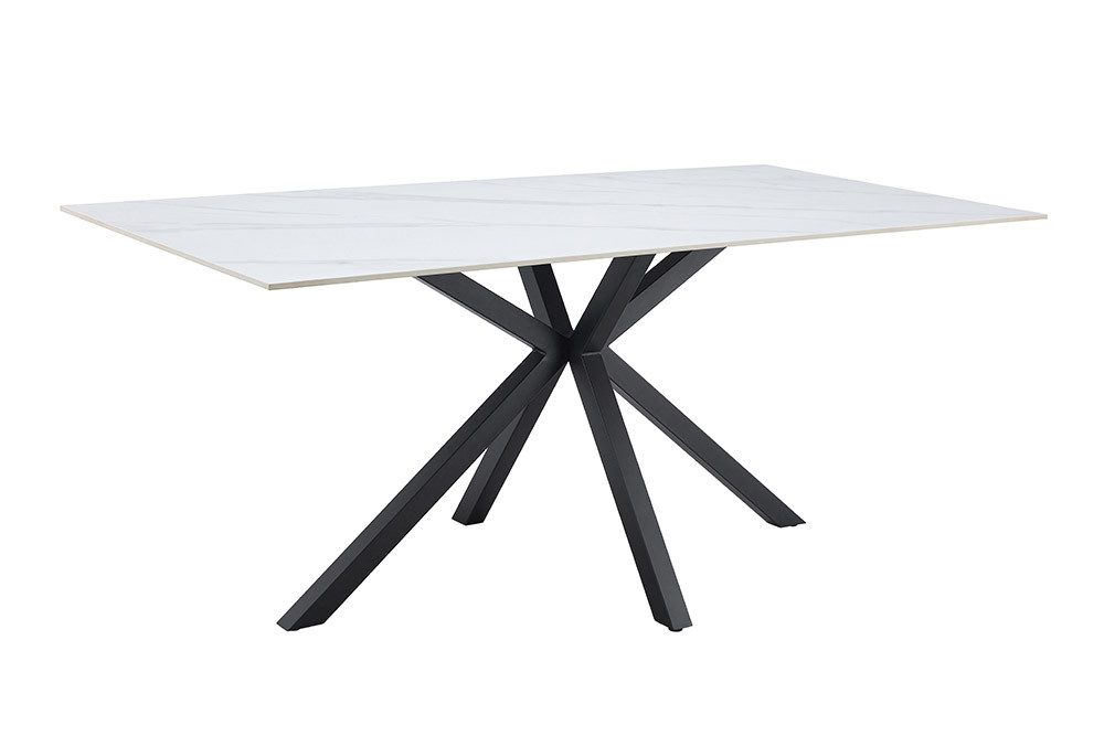 riess-ambiente Esstisch GALAXIE 160cm weiß/schwarz – Keramik, Metallgestell, Marmor-Optik (Einzelartikel, 1-St), großer Tisch für bis zu 6 Personen – ideal für Esszimmer & Wohnküchen