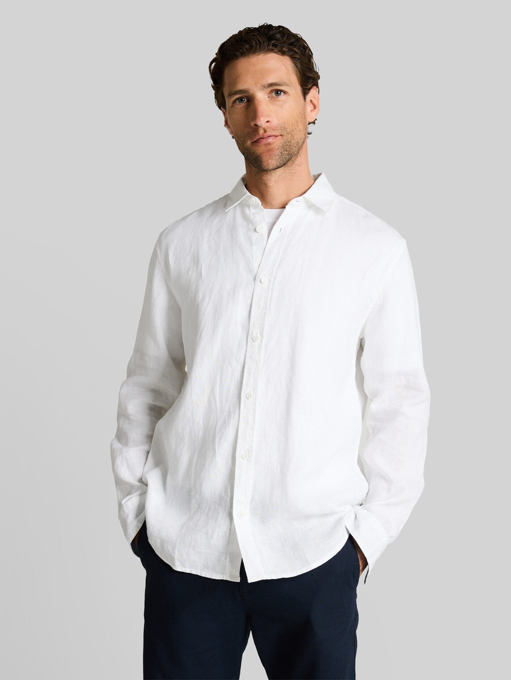 TOM TAILOR Langarmhemd Blusen & Shirts Regular Fit Hemd aus Leinen