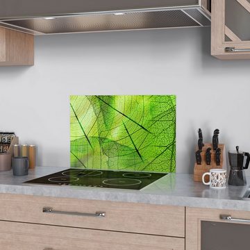 DEQORI Küchenrückwand 'Transparente Laubblätter', Glas Spritzschutz Badrückwand Herdblende