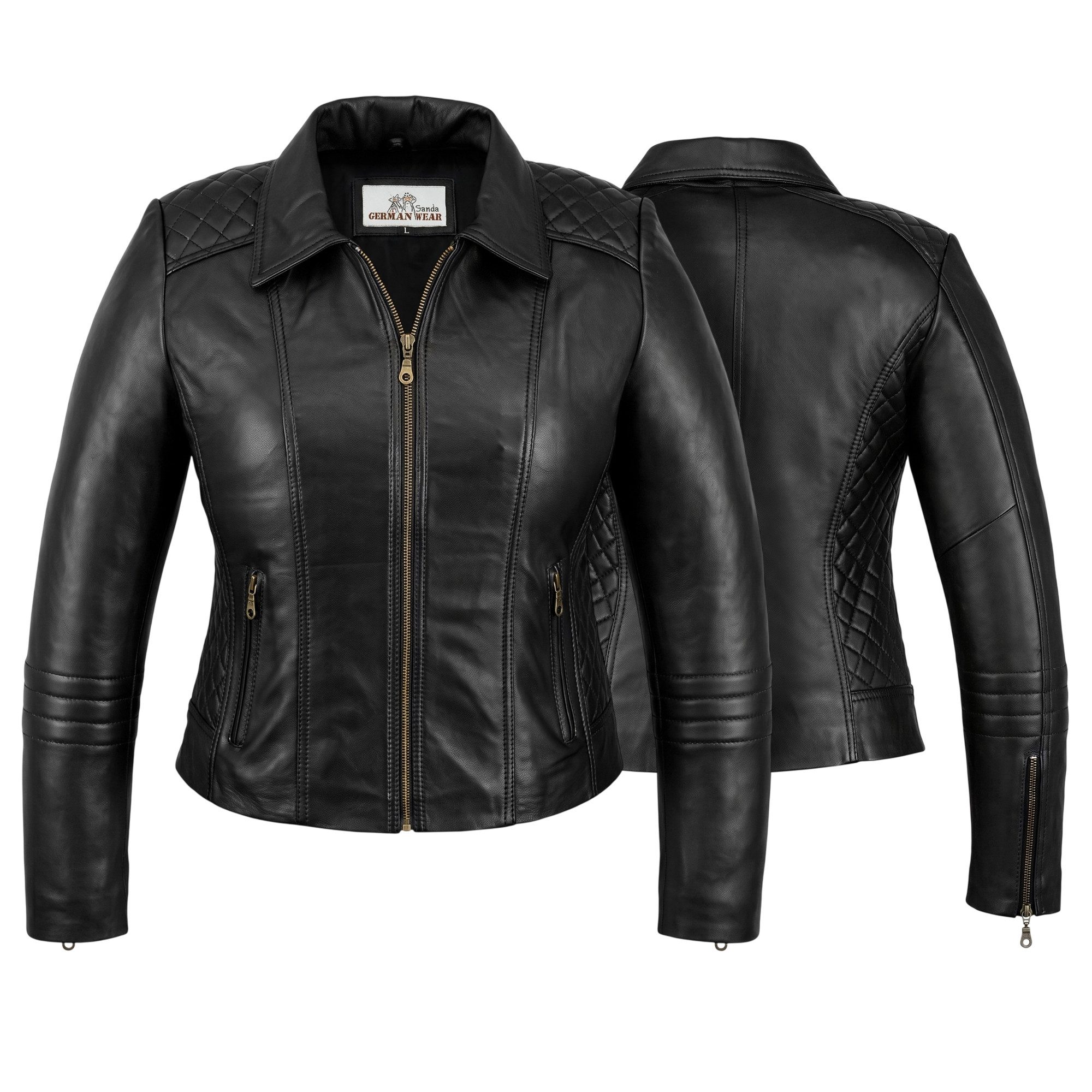 German Wear Lederjacke Trend 428J Damen Lederjacke echtleder Jacke aus Lamm Nappa Leder Schwarz – Bild 2 von 5
