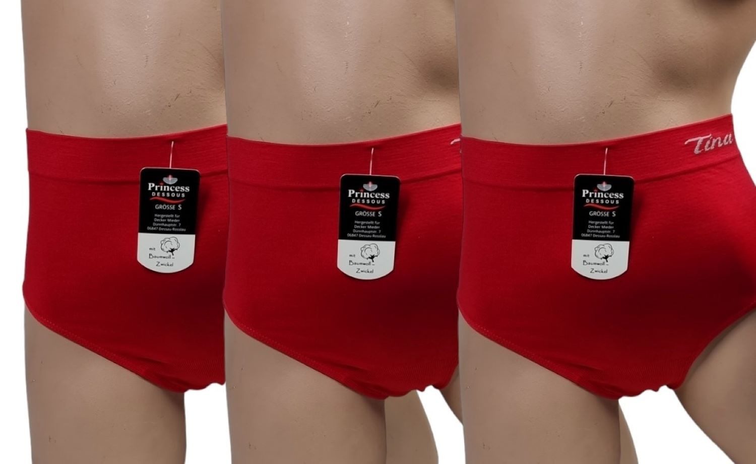 Dekker Taillenslip Damenslip "Tina" Seamless ohne Nähte super elastisch (Packung, 3er Pack) mit Logoschriftzug am Wäschebund