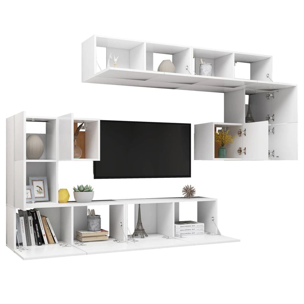 8-tlg Holzwerkstoff TV-Schrank Weiß TV-Schrank-Set vidaXL