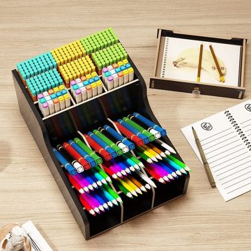 zggzerg Regal-Schreibtisch Stift Organizer aus Holz mit Schublade, Schreibtisch DIY Stifthalter, Hergestellt aus Naturholz