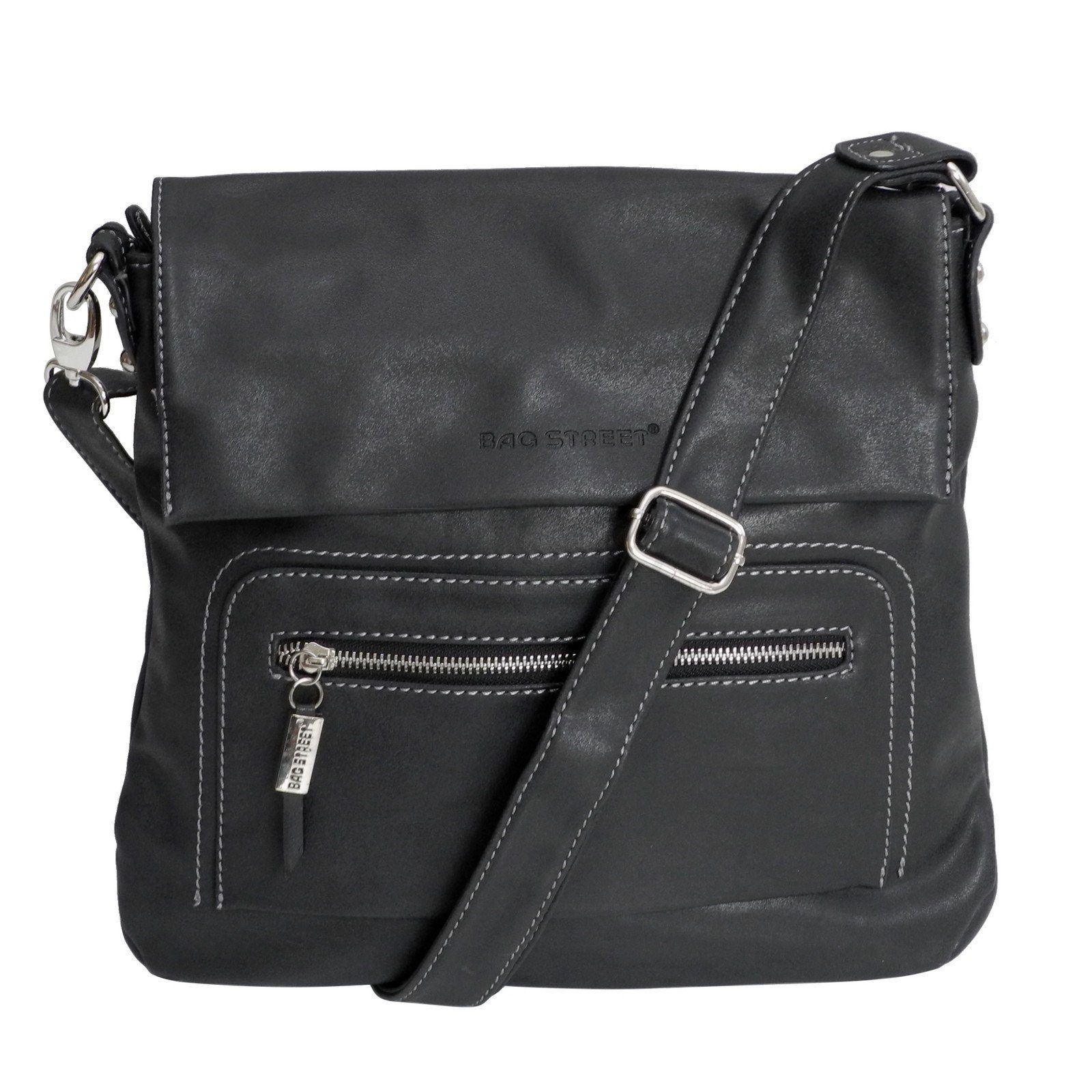 BAG STREET Handtasche Bag Street - Damen Messengerbag Damentasche Umhängetasche Auswahl Schwarz