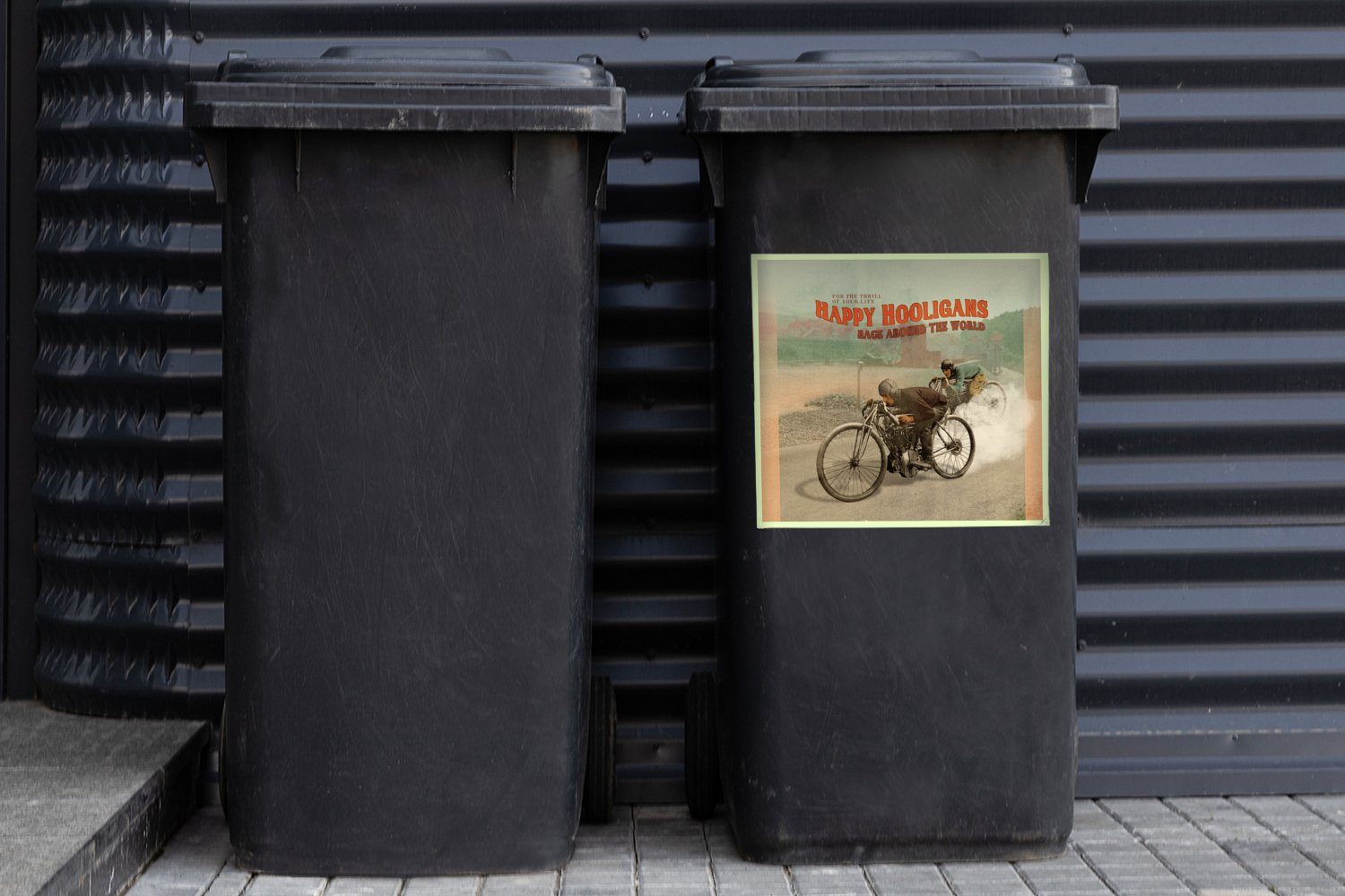 Vintage Abfalbehälter Mülltonne, Mancave Mülleimer-aufkleber, - Räder (1 MuchoWow - Motor Wandsticker St), - Sticker, Container,