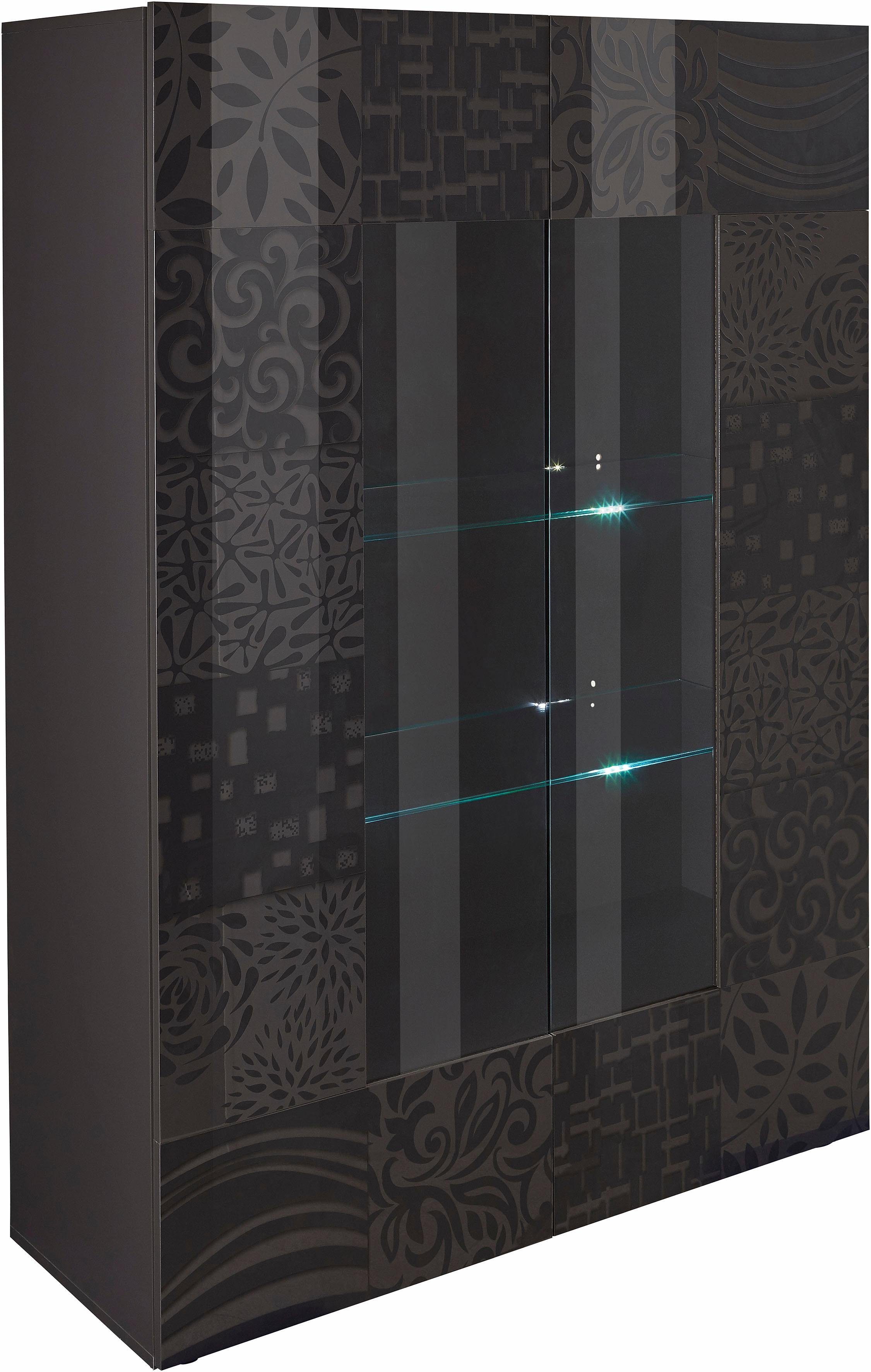 INOSIGN Vitrine "Miro", Stauraumvitrine, Höhe 166 cm mit dekorativem Siebdr günstig online kaufen