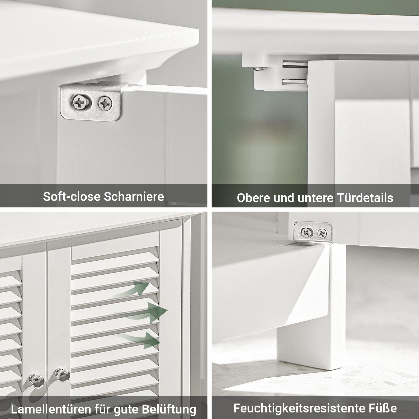 SoBuy Waschbeckenunterschrank FRG237, Waschtischunterschrank mit 2 Türen, verstellbare Ablage Badezimmerschrank Waschbeckenunterschrank Badschrank Unterschrank – Bild 5 von 5
