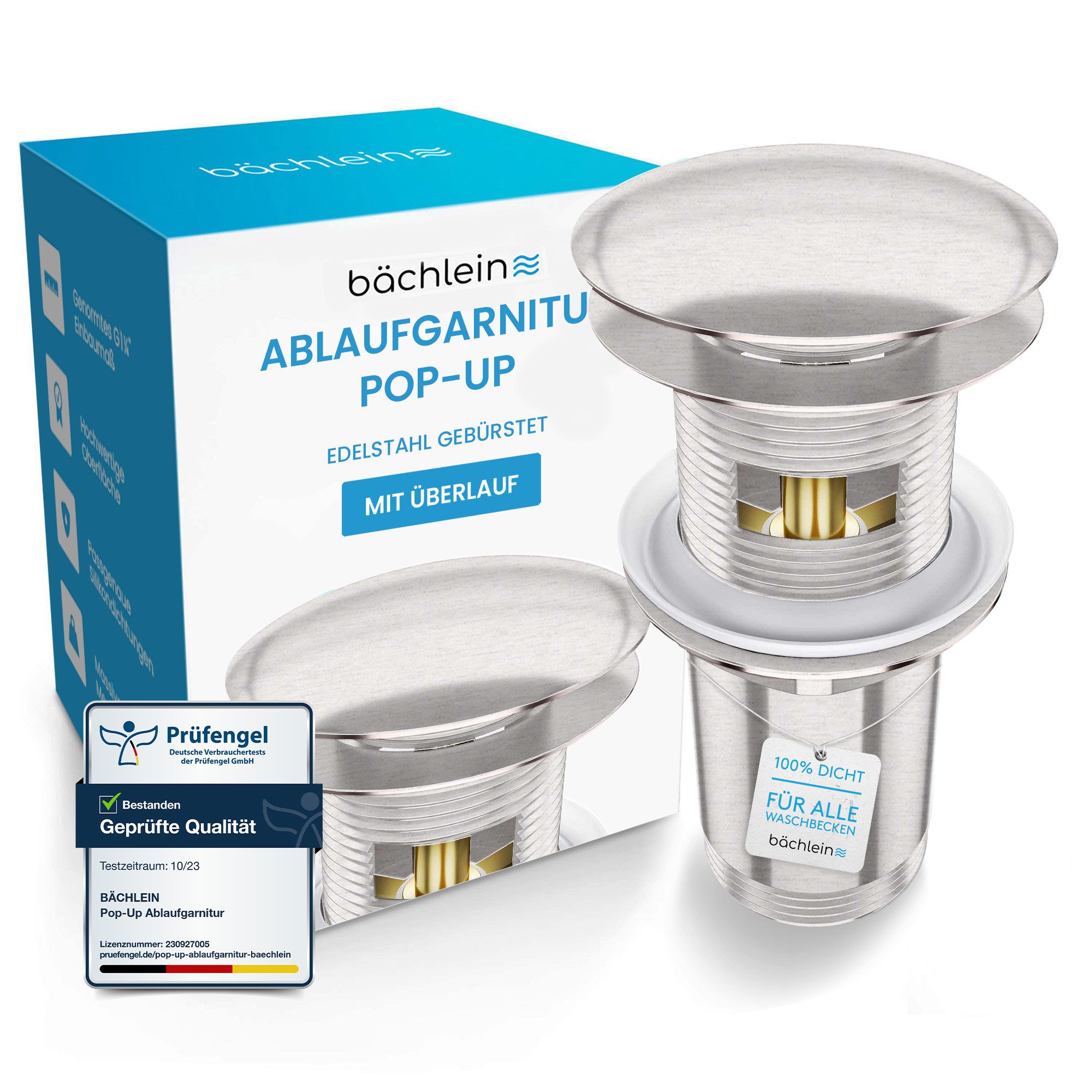Bächlein Ablaufgarnitur Waschbeckenabfluss Pop Up (Waschbeckenstöpsel mit Ü günstig online kaufen