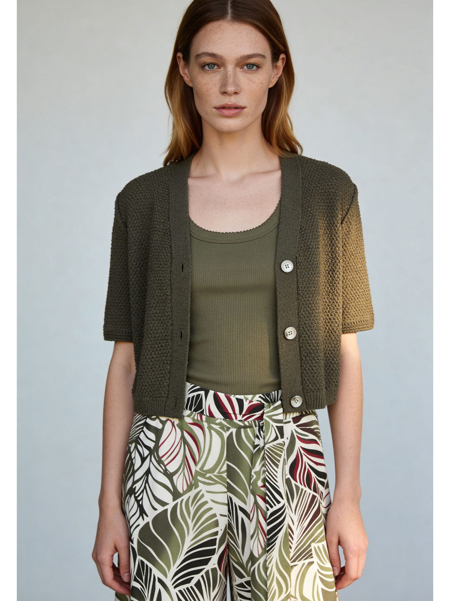 MORE&MORE Cardigan edel schimmernde Kurz-Strickjacke