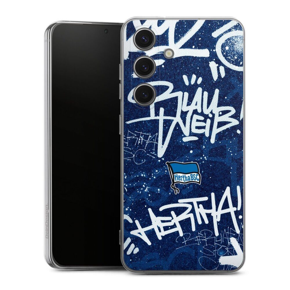 DeinDesign Handyhülle Hertha BSC Graffiti Offizielles Lizenzprodukt Street Graffiti, Samsung Galaxy S25 Silikon Hülle Bumper Case Handy Schutzhülle