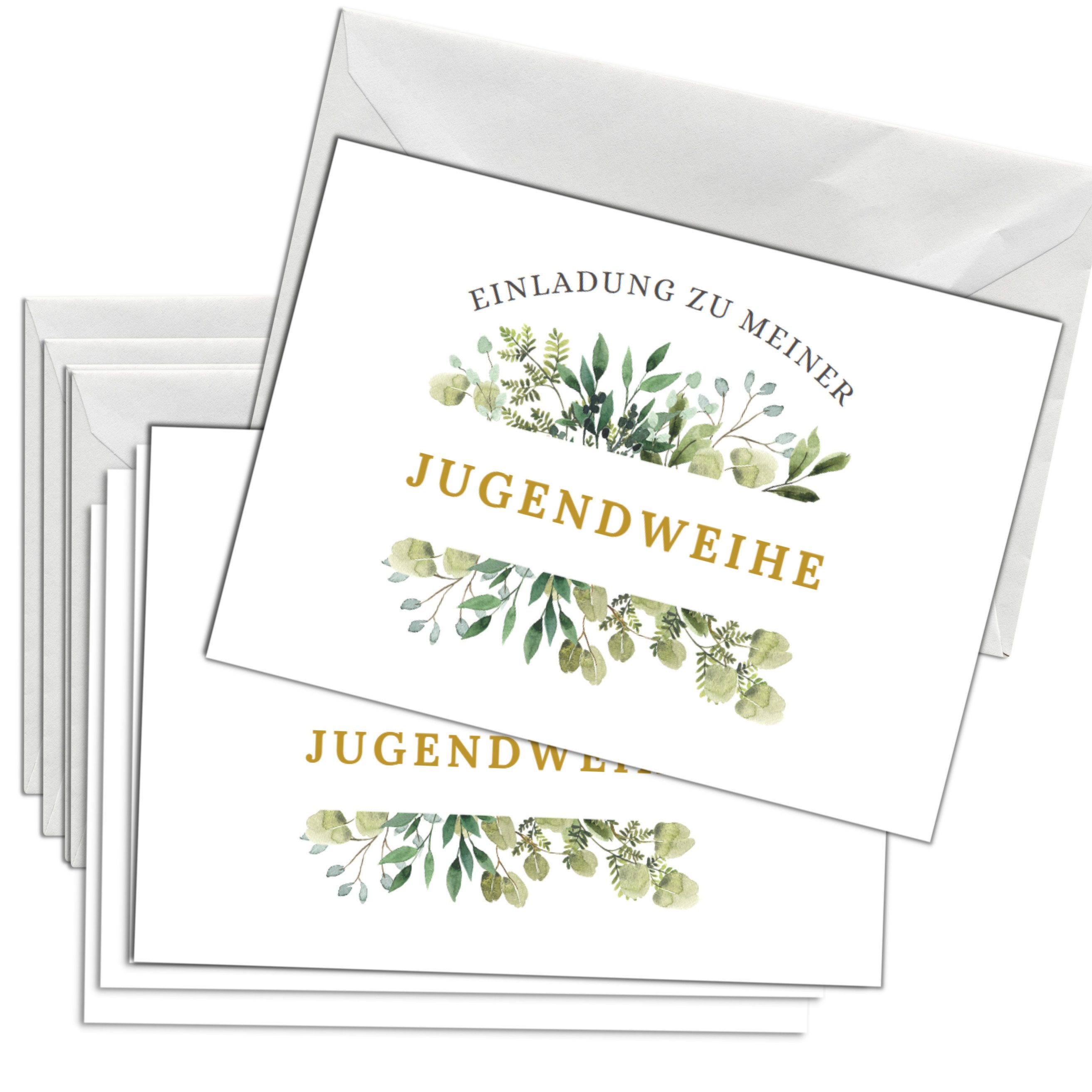 Briefzauber Einladungskarten 12x Jugendweihe Einladungskarten mit 12x Umschlägen