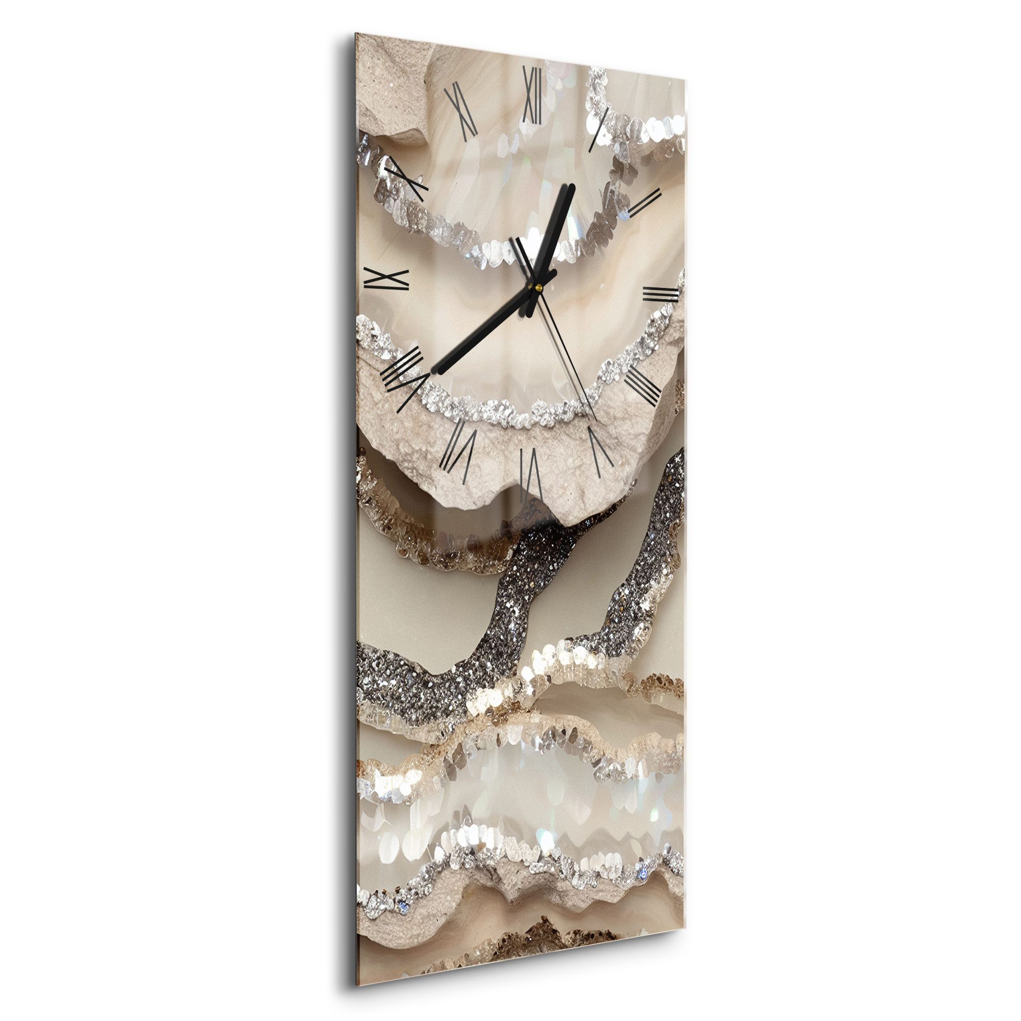 DEQORI Wanduhr 'Funkelnde Steinpracht' (Glas Glasuhr modern Wand Uhr Design Küchenuhr)