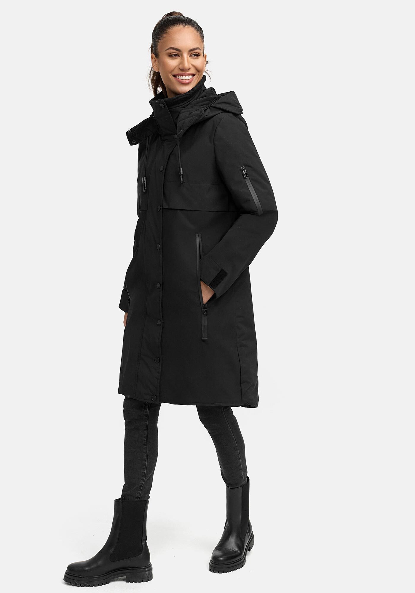 Marikoo Winterjacke Anoukaa langer Parka mit abnehmbarer Kapuze – Bild 3 von 5