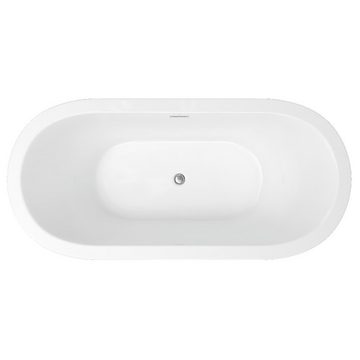 TroniTechnik Badewanne Freistehende Badewanne PIPERI, 168 x 80 x 60cm (L x B x H), (vormontiert, aus hochwertigem Sanitäracryl, Wärmespeichernd, 1-tlg), glasfaserversärktes Acryl, Überlauf-Ablauf und Push-to-open Abfluss