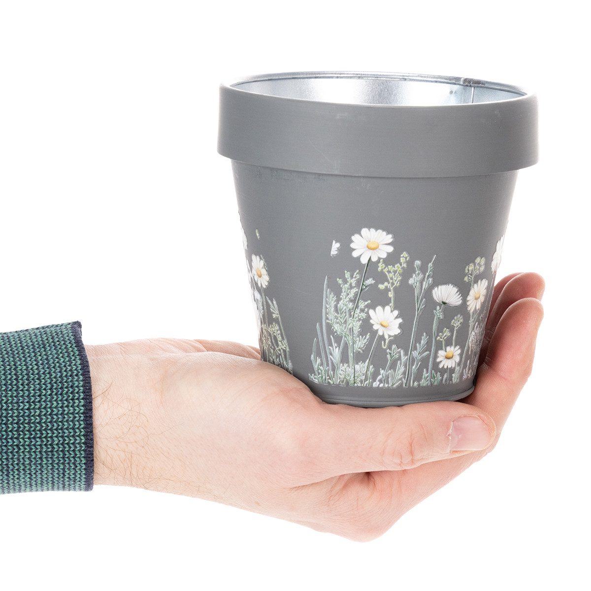 Florists Products Übertopf Blumentopf mit zartem Blumenmotiv für stilvolle Raumdekoration, 4 Stü