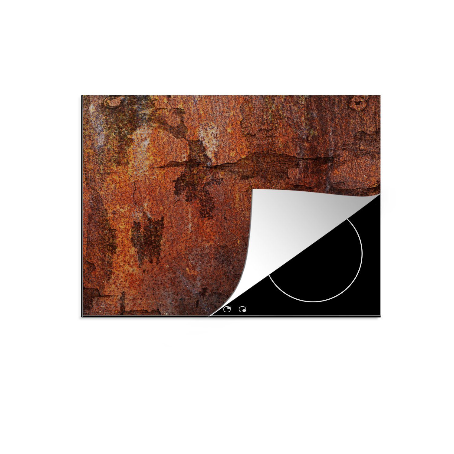 MuchoWow Herdblende-/Abdeckplatte Retro - Stahlplatte nutzbar, - tlg), cm, Vinyl, - Induktionsschutz, Rost Ceranfeldabdeckung Abdeckplatte Mobile 70x52 - Arbeitsfläche (1