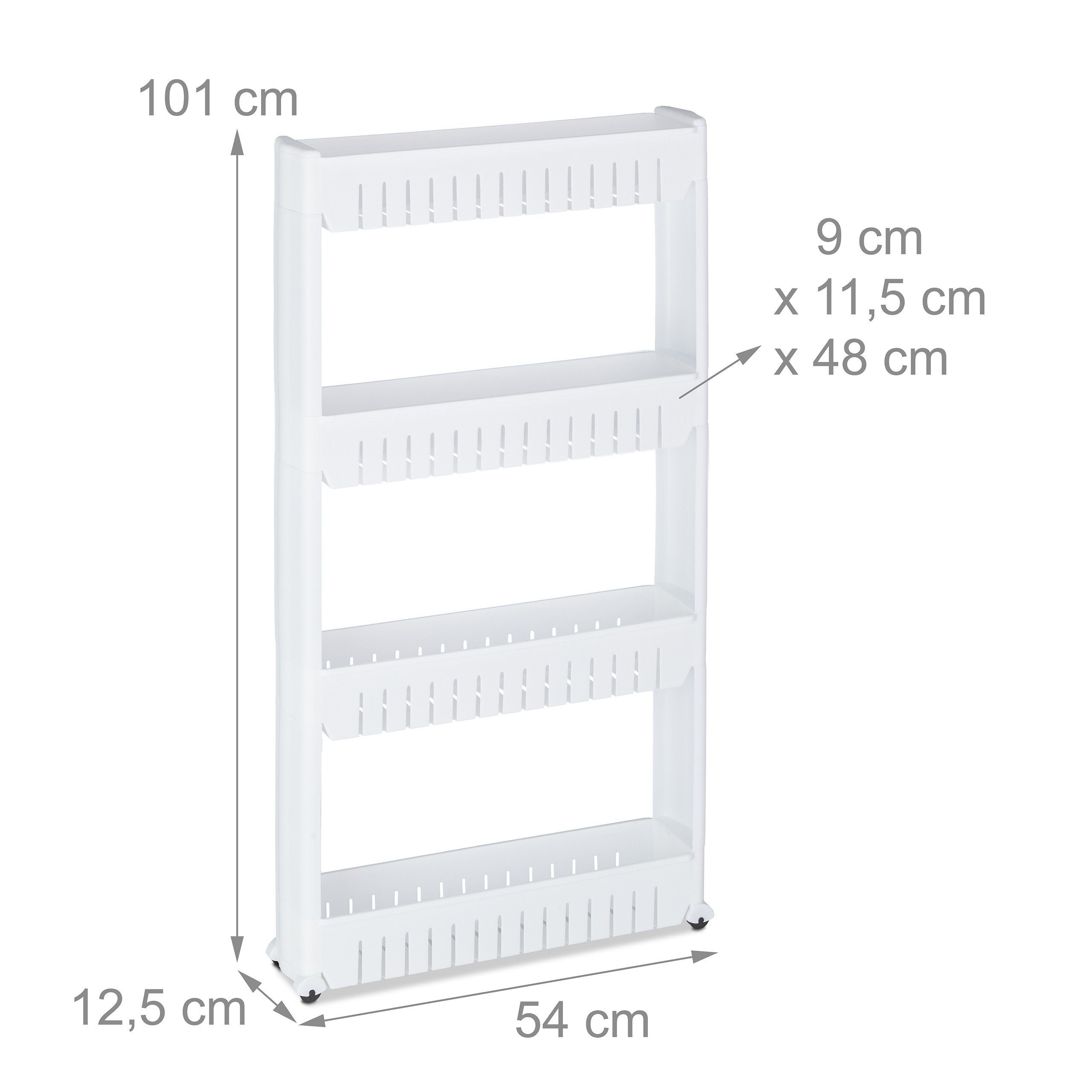 4 Nischenwagen Schmaler mit Küchenregal relaxdays | Weiß Weiß weiß Ablagen,
