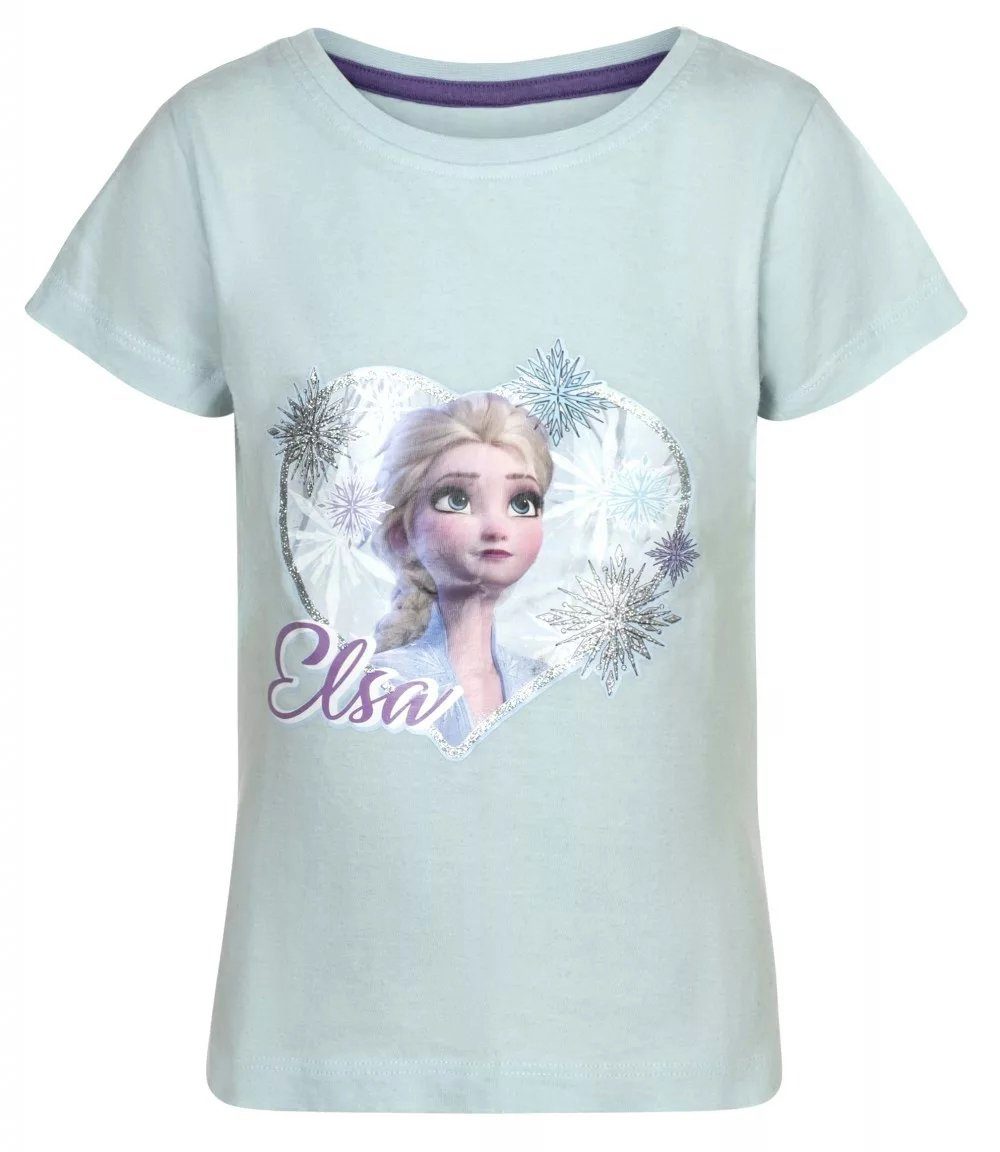 Disney Frozen Print-Shirt Die Eiskönigin 128, Hellblau Mädchen bis Kinder Elsa t-Shirt Baumwolle, Gr. 98