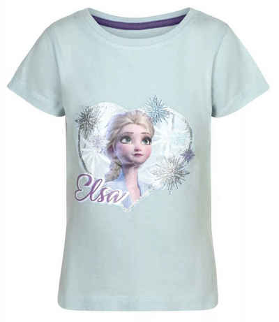 Disney Frozen Print-Shirt Die Eiskönigin Elsa Kinder Mädchen t-Shirt Gr. 98 bis 128, Baumwolle, Hellblau