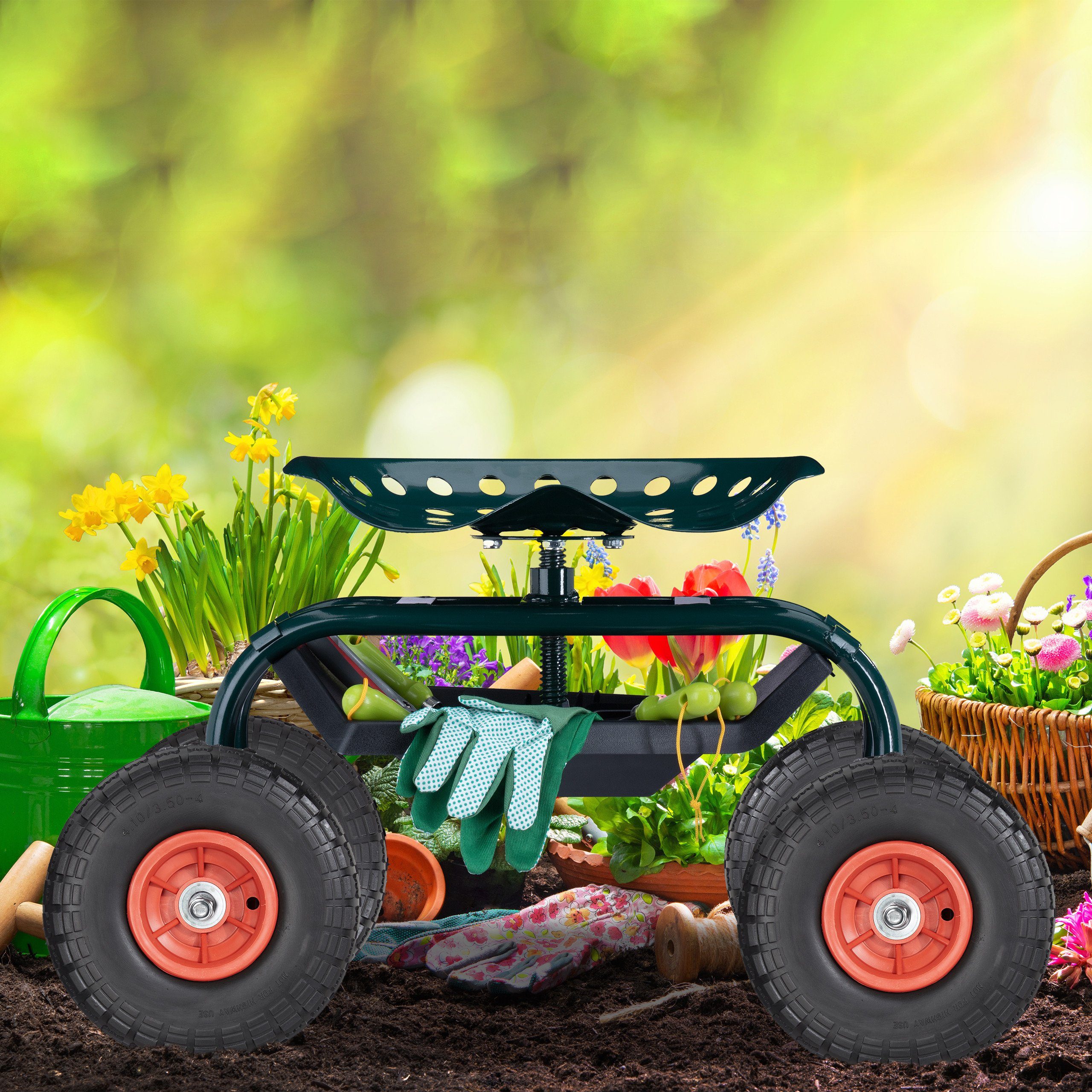 relaxdays Schubkarre Sackkarrenrad PU 4er Set 4.1/3.5-4