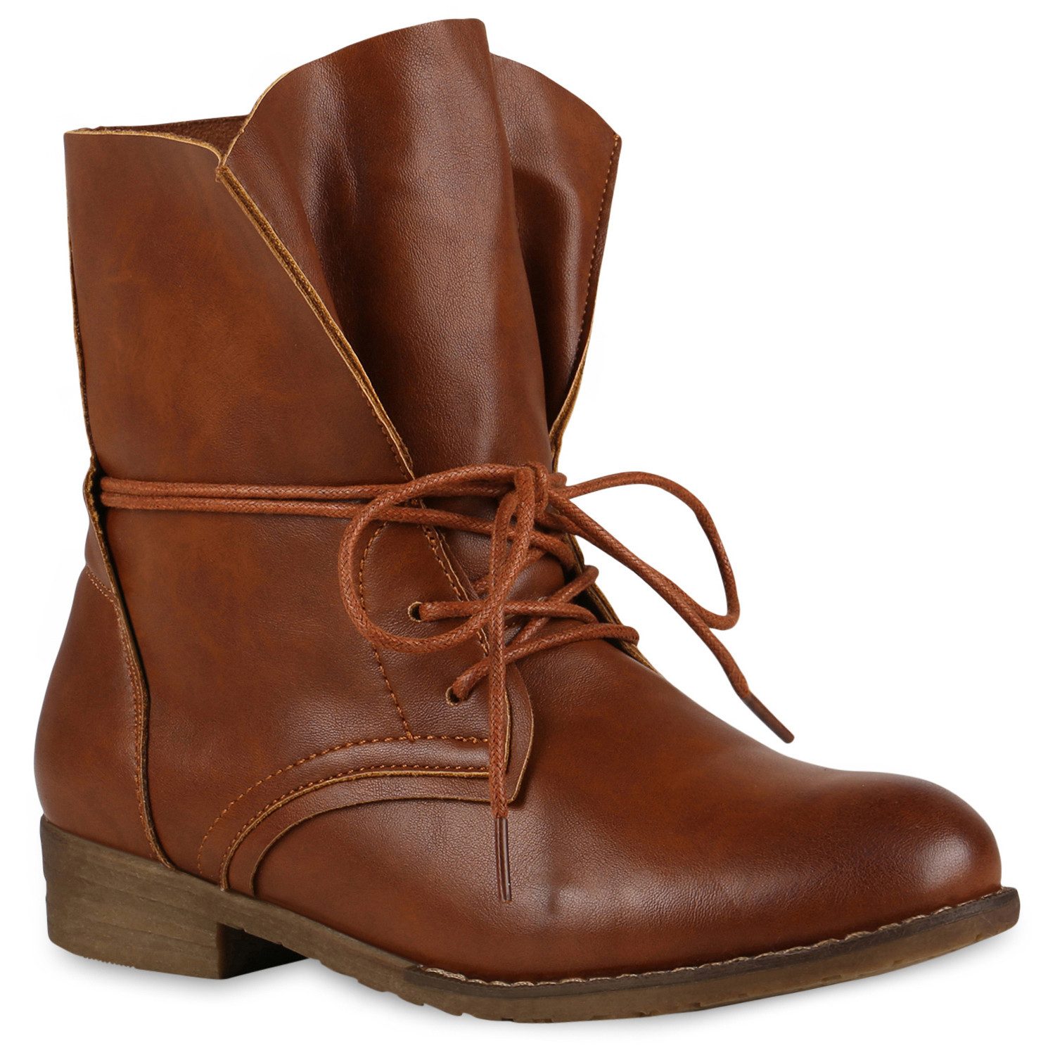 VAN HILL 71380 Schnürstiefelette Damen Stiefeletten Schnürstiefeletten Leder-Optik Boots Basic