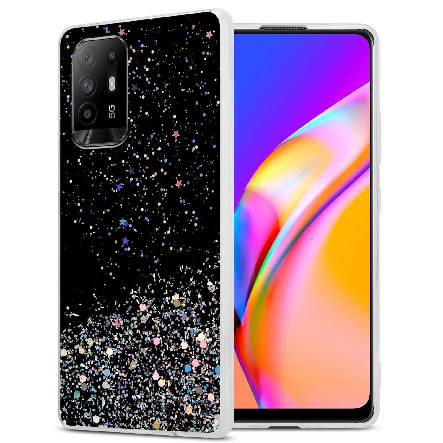 Cadorabo Handyhülle für Oppo A94 5G Hülle Oppo A94 5G, Flexible TPU Silikon Handy Schutzhülle - Hülle - mit Glitzer