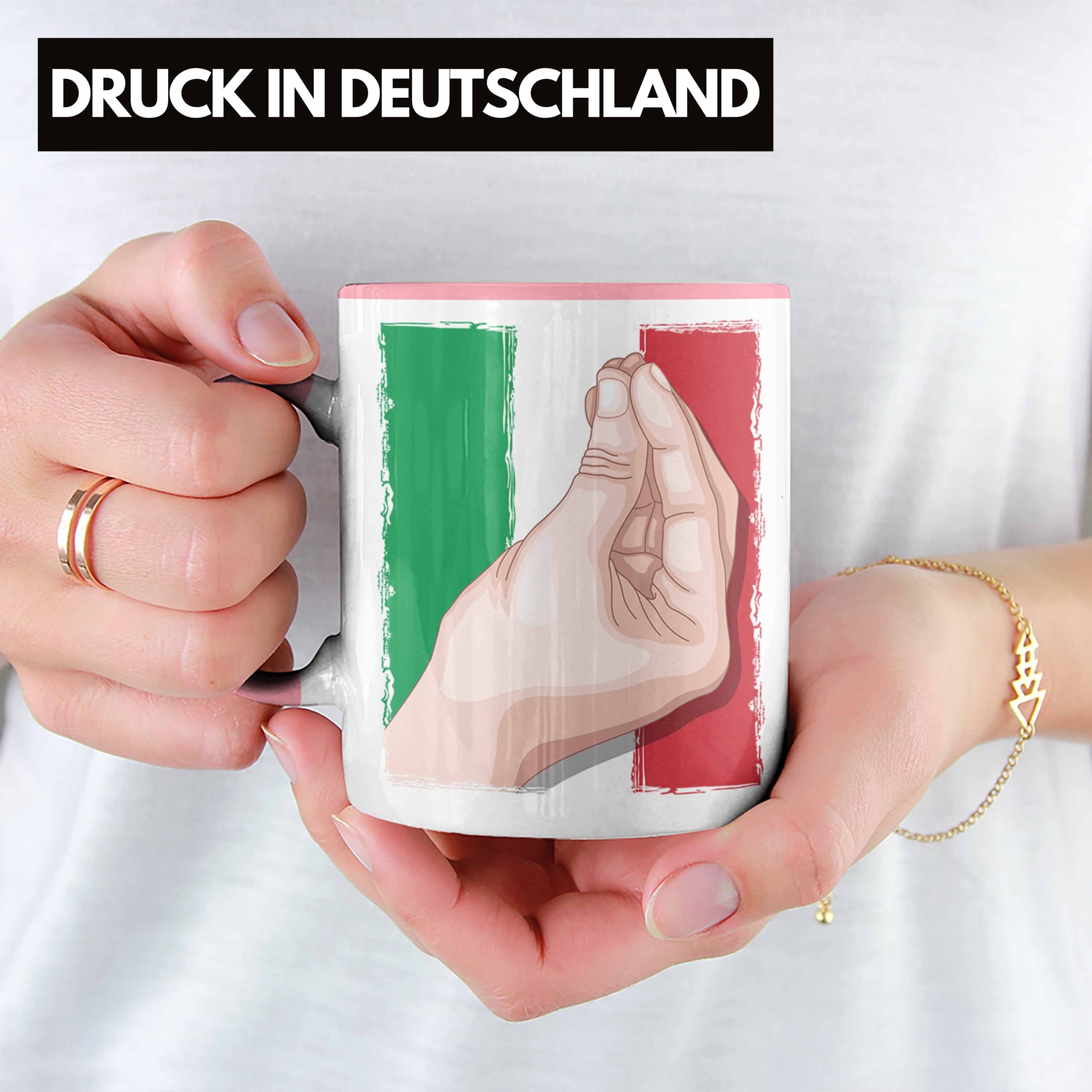 für Geschenk Italien Tasse Flagge Tasse Handbewegung Rosa Italien-Liebhaber Trendation