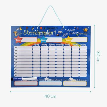 Navaris Magnettafel Magnetische Belohnungstafel inkl. Sternchen und Stift - 40x32cm, (1-tlg)