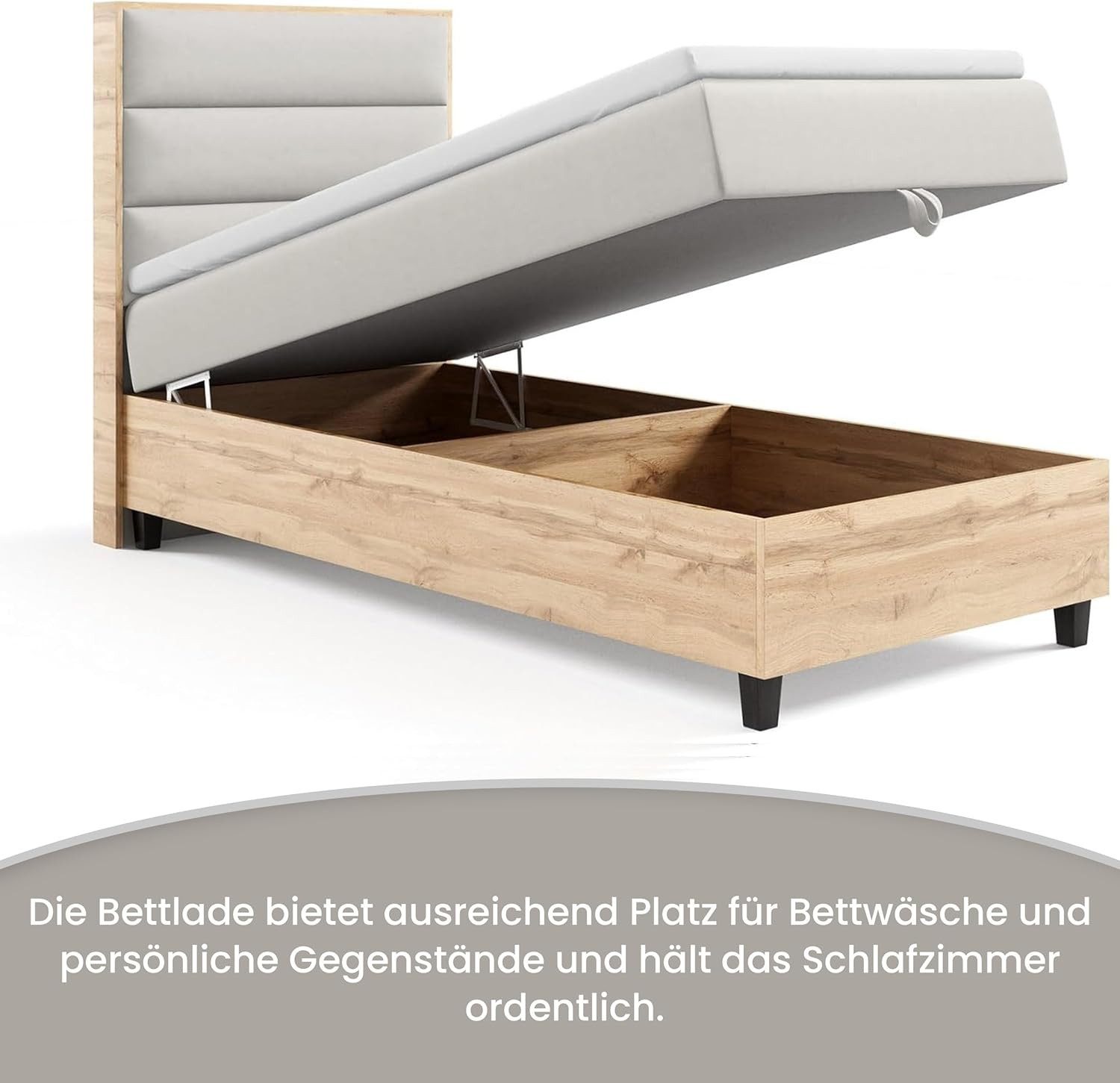 Best for Home Boxspringbett Trinity K-1 Einzelbett mit Bettkasten, Bett mit Komfort Topper T-5cm (Bett, Polsterbett mit Stauraum, Jugendbett, Kinderbett versch. Größen, 4-St., 70x200 80x200 90x200 100x200 cm), Verschiedene Liefermöglichkeiten, TOP Preis-Leistungs-Verhältnis