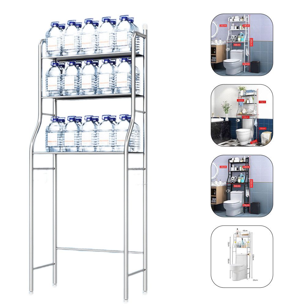 GarveeMore Badregal Metall-Organisationsregal über der Toilette mit abnehmbaren Handtuchha, Toilettenaufbewahrung Papierhalter Badezimmer-Organizer über derToil – Bild 4 von 5