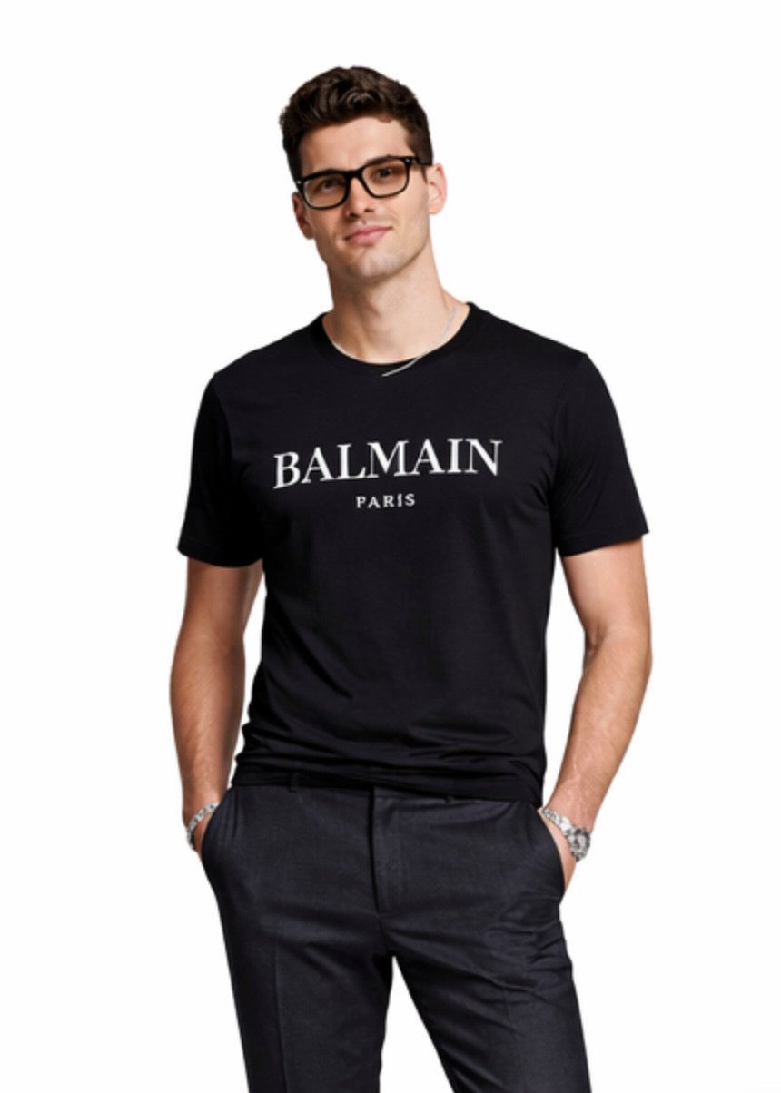 Balmain Paris T-Shirt Herren Logo Tee Straight Fit High-End-Look einen Hauch von Pariser Opulenz