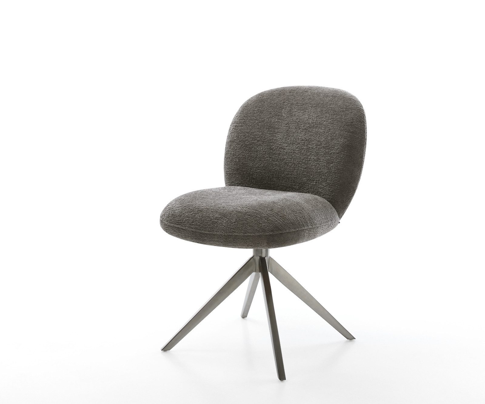 DELIFE Polsterstuhl Nube-Flex, Kreuzgestell breit Graphit Bouclé Soft Schlamm 360° drehbar Wippfunkti