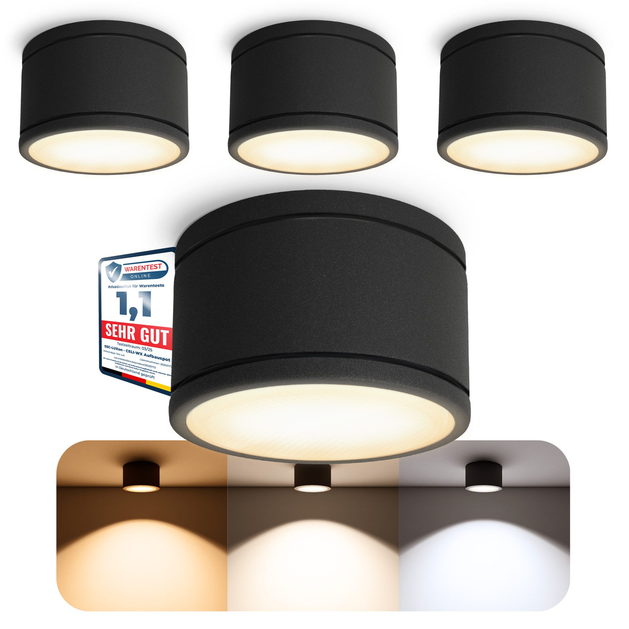 SSC-LUXon LED Außen-Deckenleuchte CELI-WX LED Aufbauspot schwarz IP44 flach günstig online kaufen