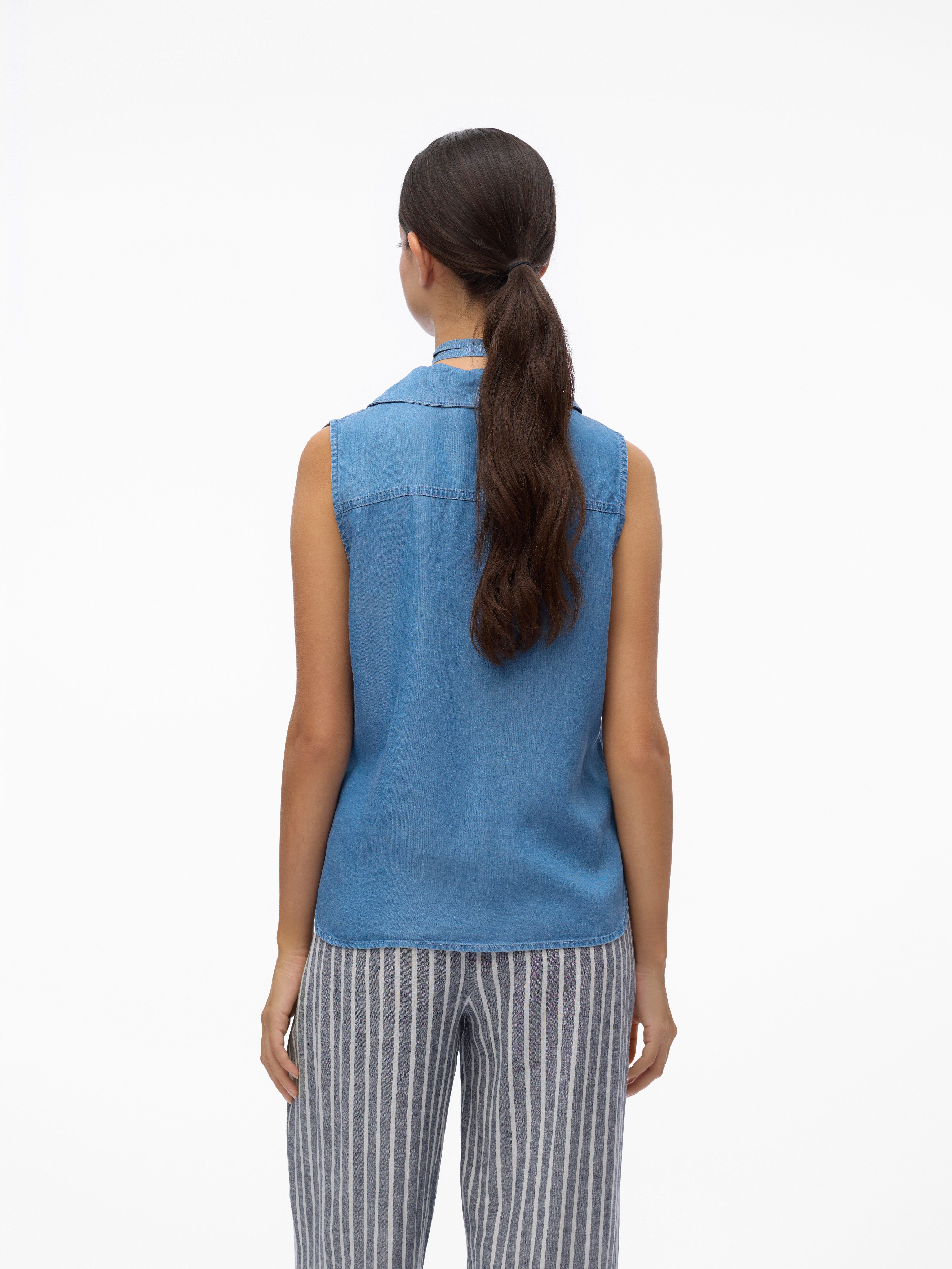 Vero Moda Shirttop VMHARPER SL COLLAR SHORT TENCEL TOP GA Viskose, regular fit
