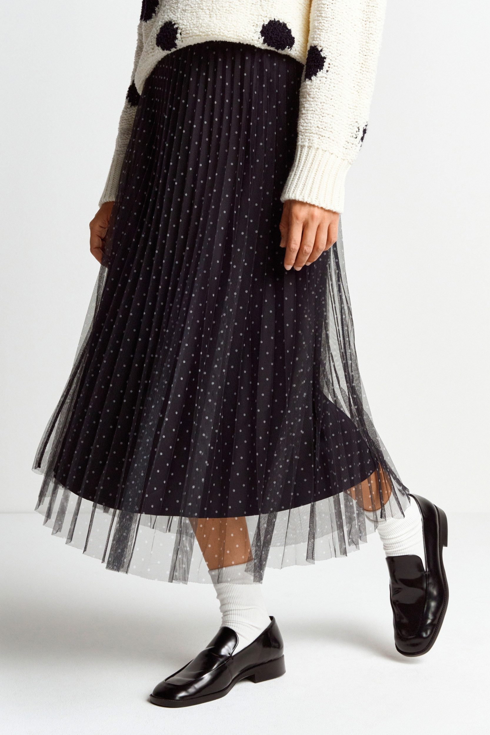 RICHROYAL Midirock Printed tulle skirt