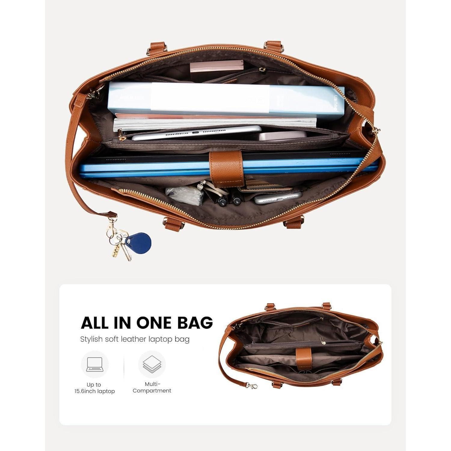 LuxusKollektion Laptoptasche Laptop Handtasche Damen 15,6 Zoll Braun Lehrer günstig online kaufen