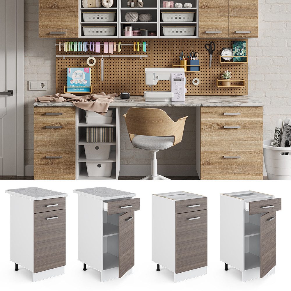 Vicco Schranksystem R-Line, Grau/Weiß, 40 cm günstig online kaufen