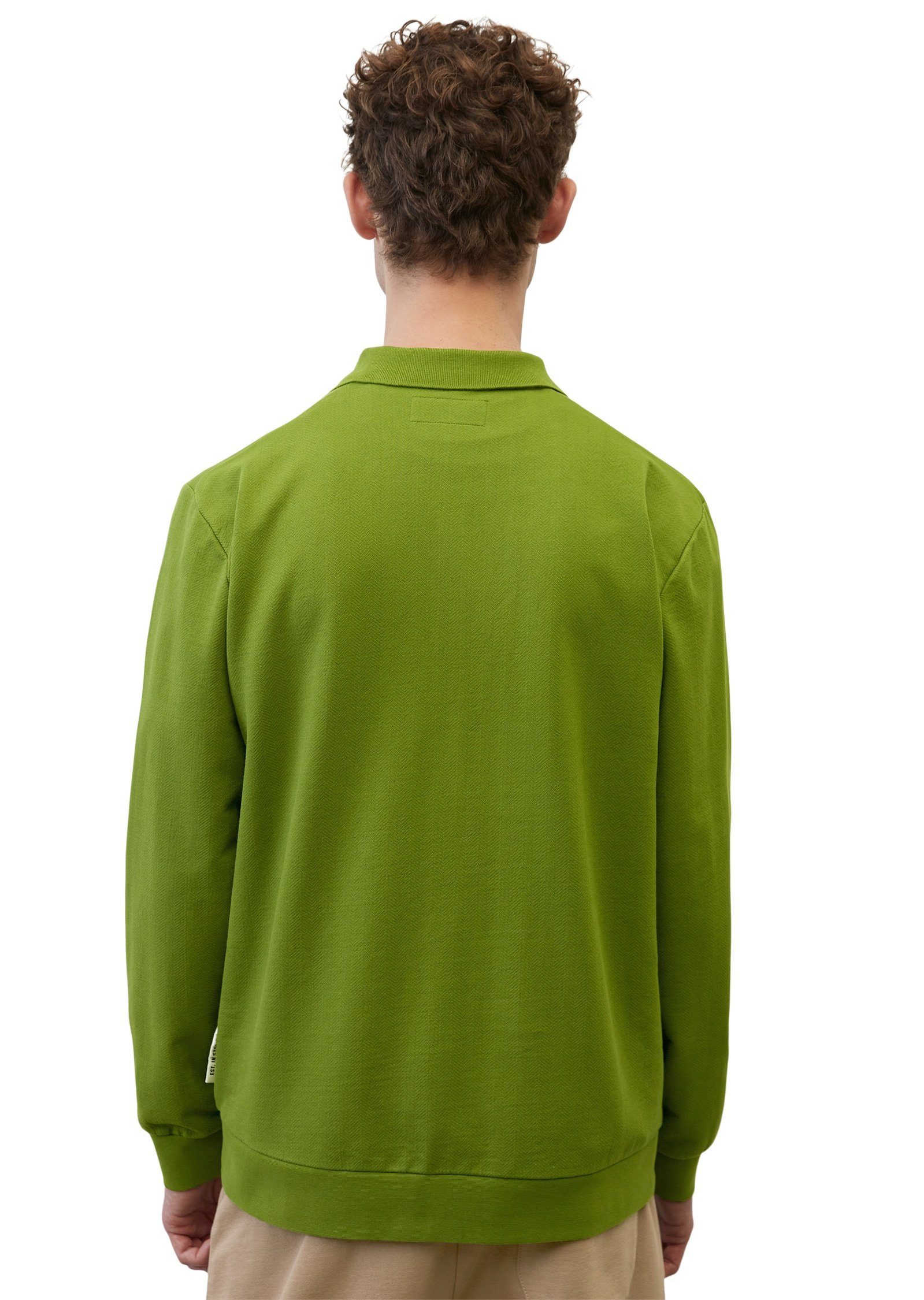 Marc O'Polo Sweatshirt mit grün hochwertigem Fischgrat-Muster