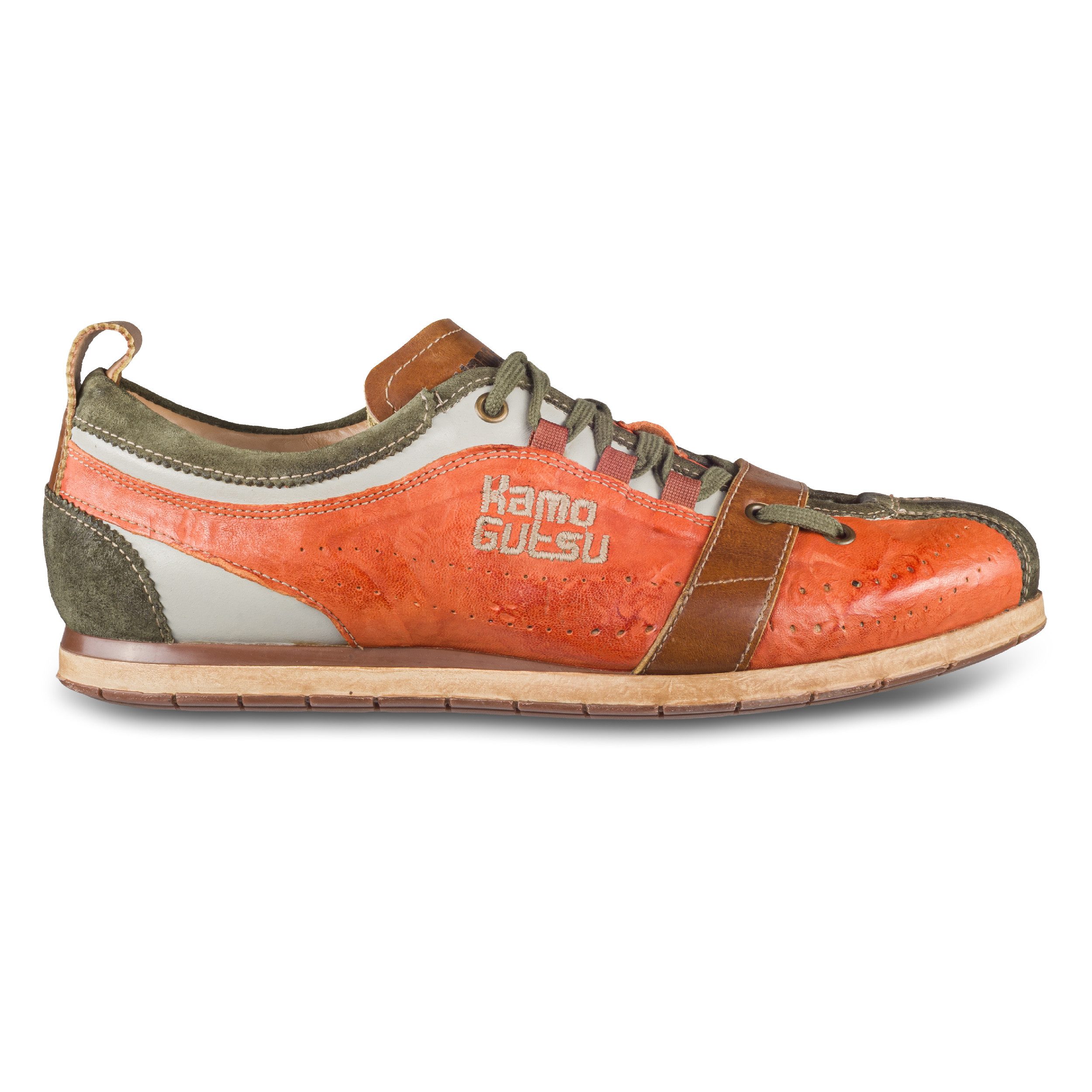 Kamo-Gutsu Herren Sneaker Leder orange/grün (TIFO-017 bosco siena, stonewashed) Sneaker Handgefertigt in Italien