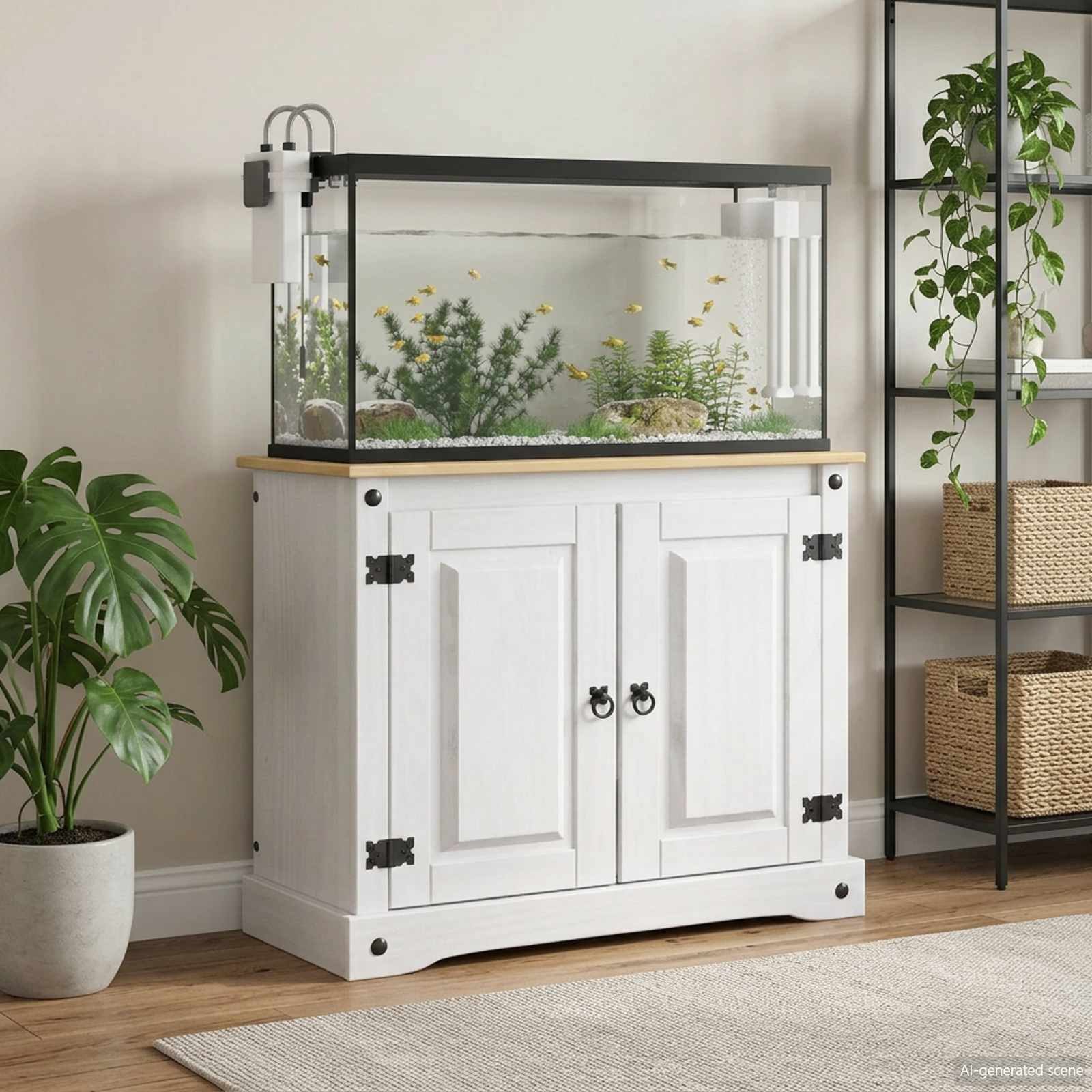 vidaXL Aquariumunterschrank Aquariumständer CORONA Weiß und Braun 81,5 x 37 x 73 cm 250 kg (1-St)