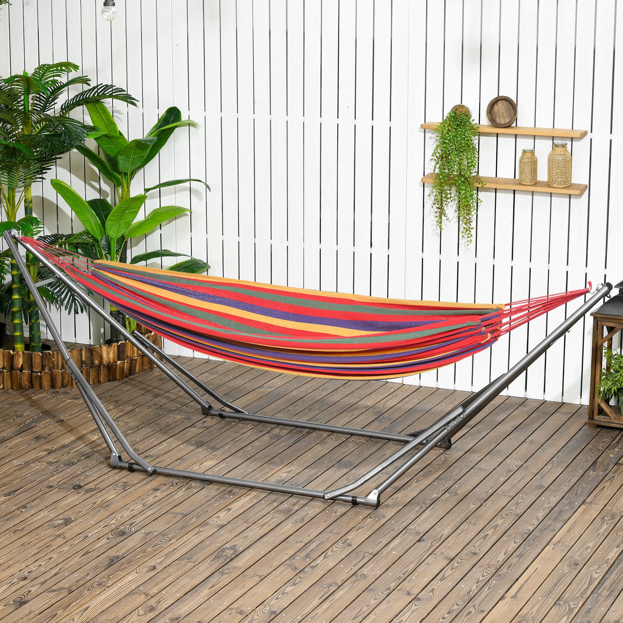 CHICFURN Hängemattengestell Klappbarer 2-in-1 Ständer für Hängematte & Kleidung, bis 120 kg, (Packung, 1-St., Stabile Metallkonstruktion, 290 x 92 x 88 cm, faltbar), Für Garten & Terrasse, flexibel als Hänge- und Kleiderständer nutzbar