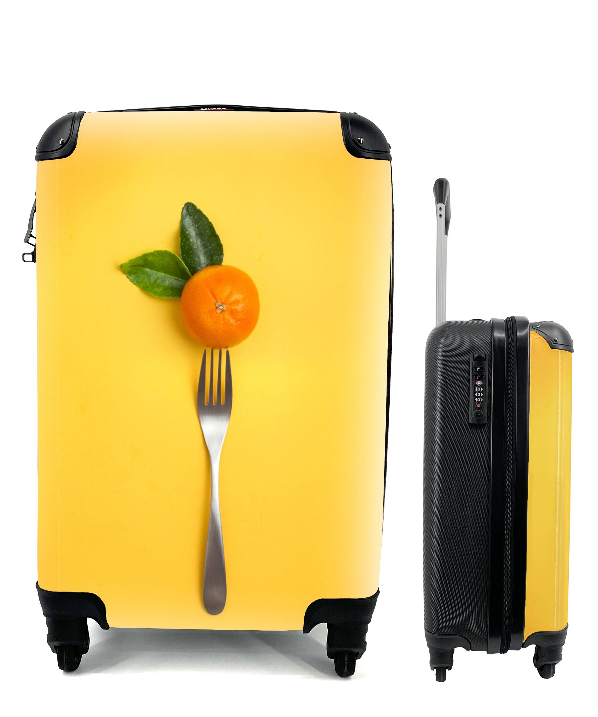 Handgepäck für Reisetasche mit Trolley, - Rollen, Mandarine Ferien, 4 rollen, - Stilleben MuchoWow Reisekoffer Gabel, Handgepäckkoffer